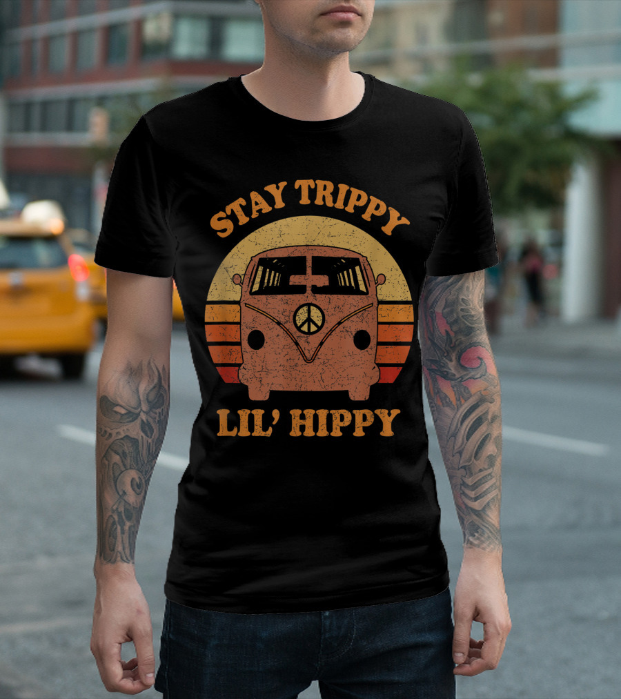 Stay Trippy Lil' Hippy Peace Hippie Van Retro Sunset T-Shirt