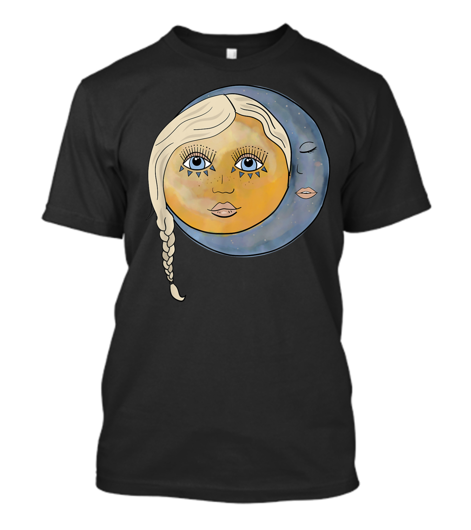 Sun And Moon Boho Astrology Cosmic Faces T-Shirt