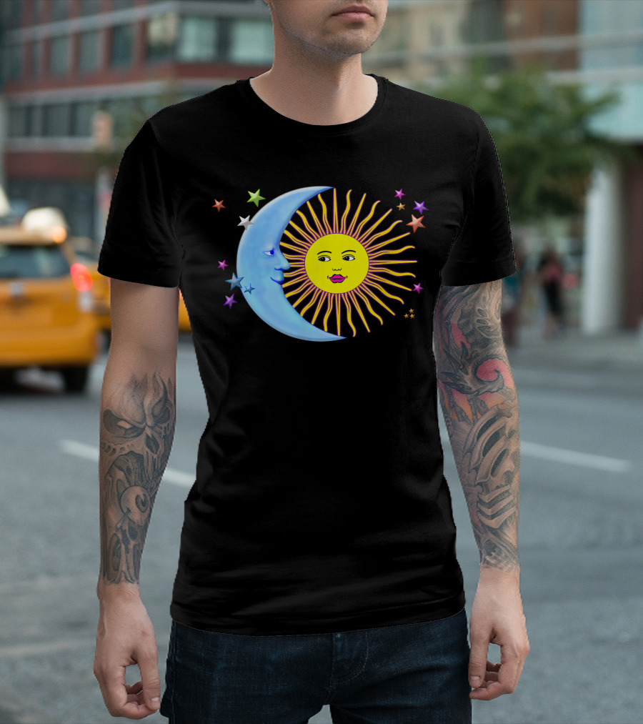 Sun and Moon Hippie 60s Psychedelic Stars Vintage T-Shirt