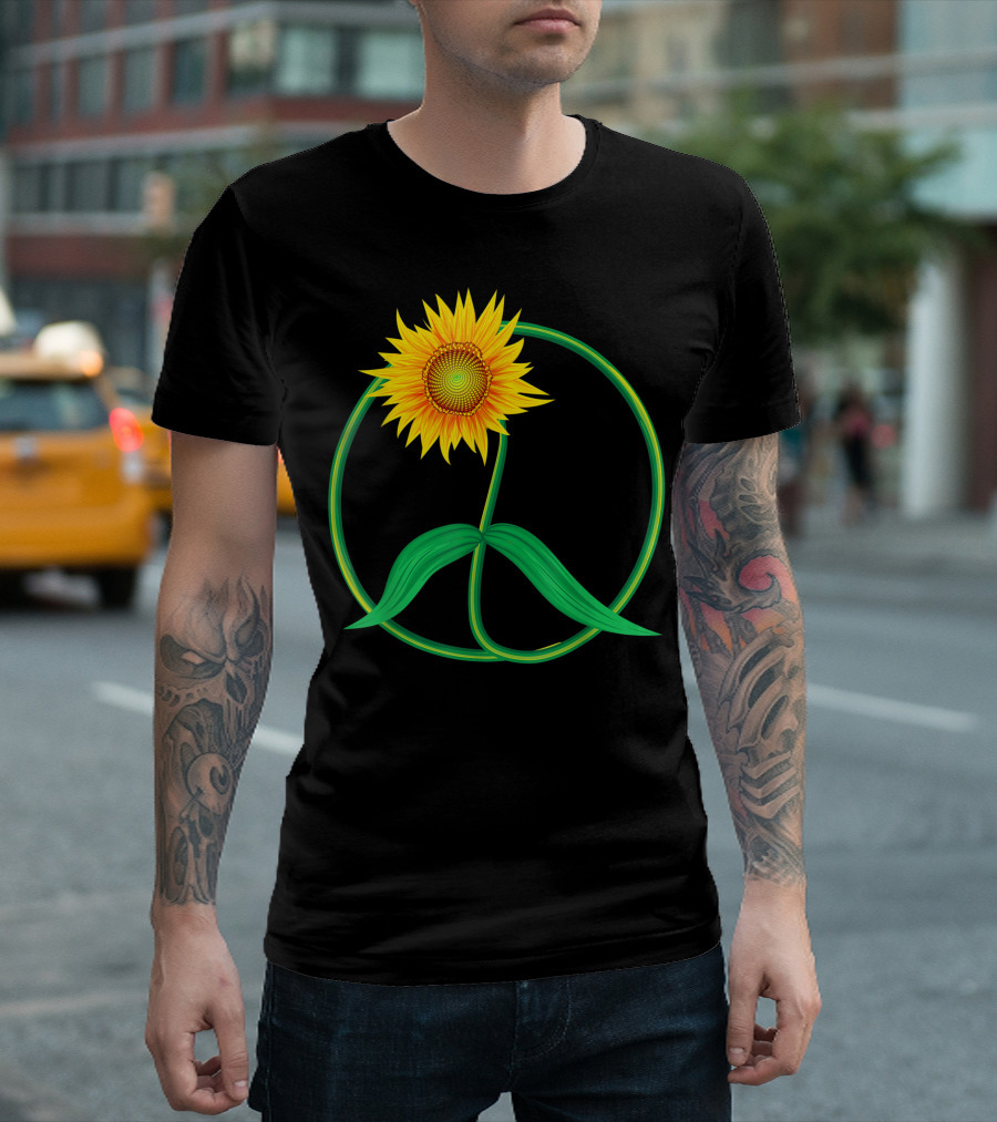 Sunflower Peace Sign 70s Floral T-Shirt