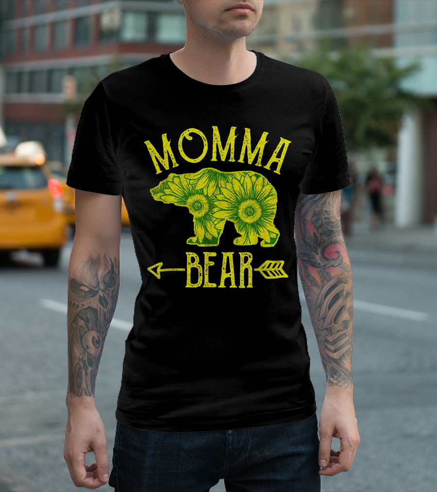 Sunflower Momma Bear Arrow Floral T-Shirt