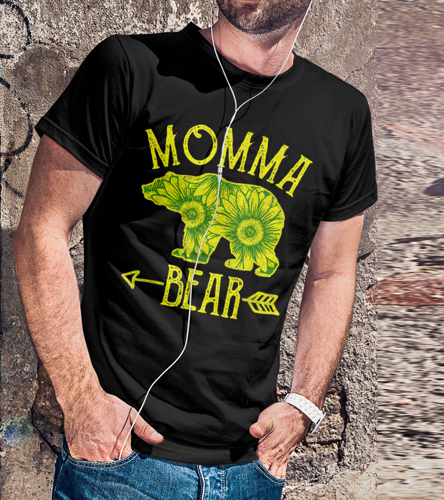 Sunflower Momma Bear Arrow Floral T-Shirt