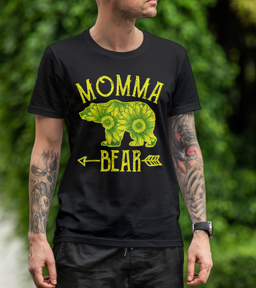 Sunflower Momma Bear Arrow Floral T-Shirt