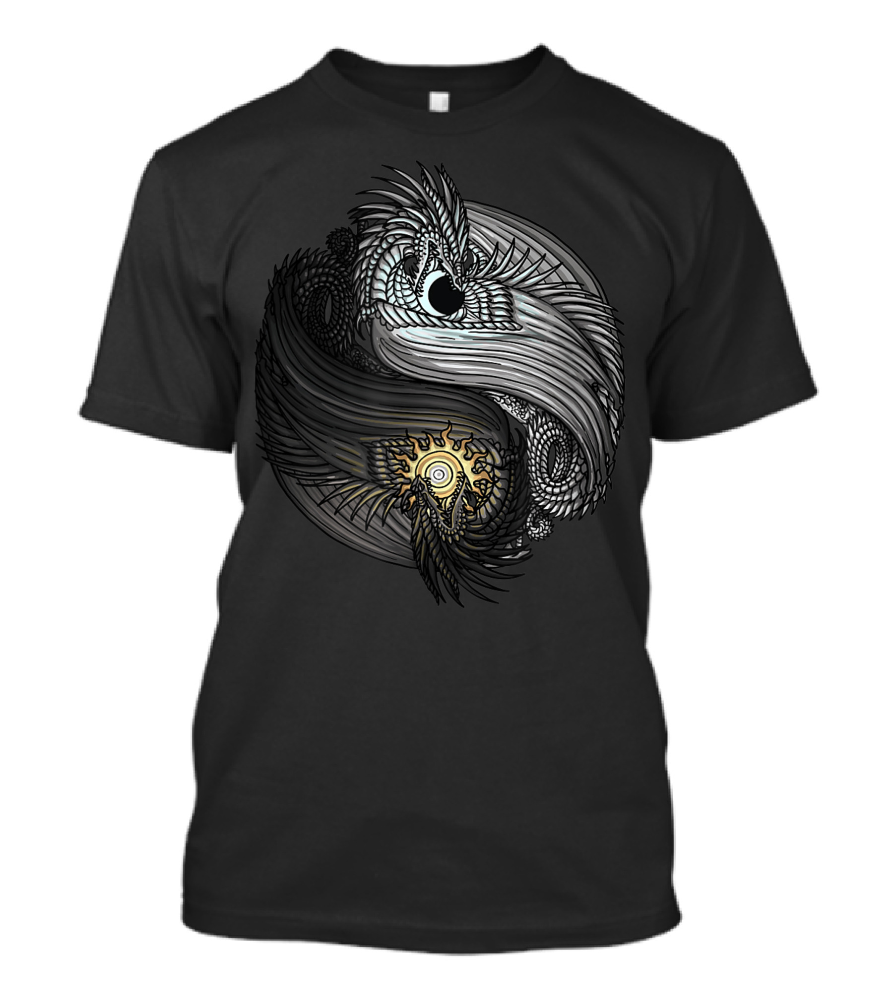 The Dreaming Yin Yang Sun And Moon Dragon Circle T-Shirt
