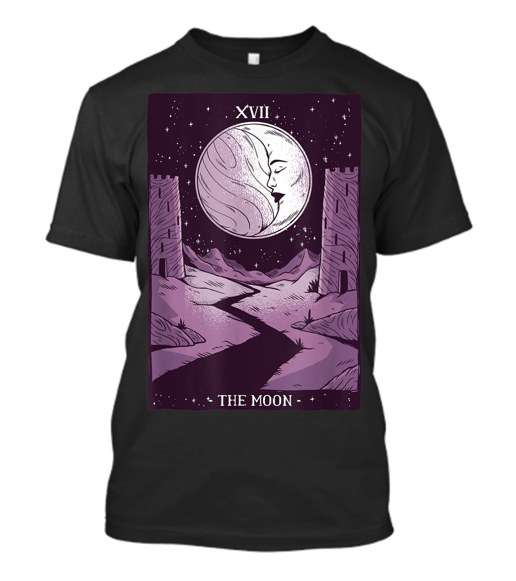 XVII The Moon Tarot Card G8 Celestial Landscape T-Shirt