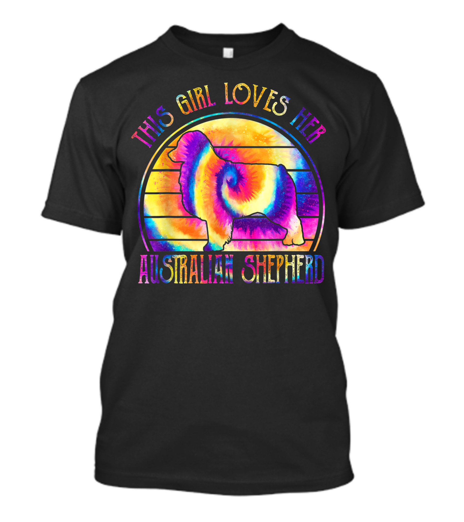 This Girl Loves Her Australian Shepherd Tie Dye Dog Rainbow T-Shirt