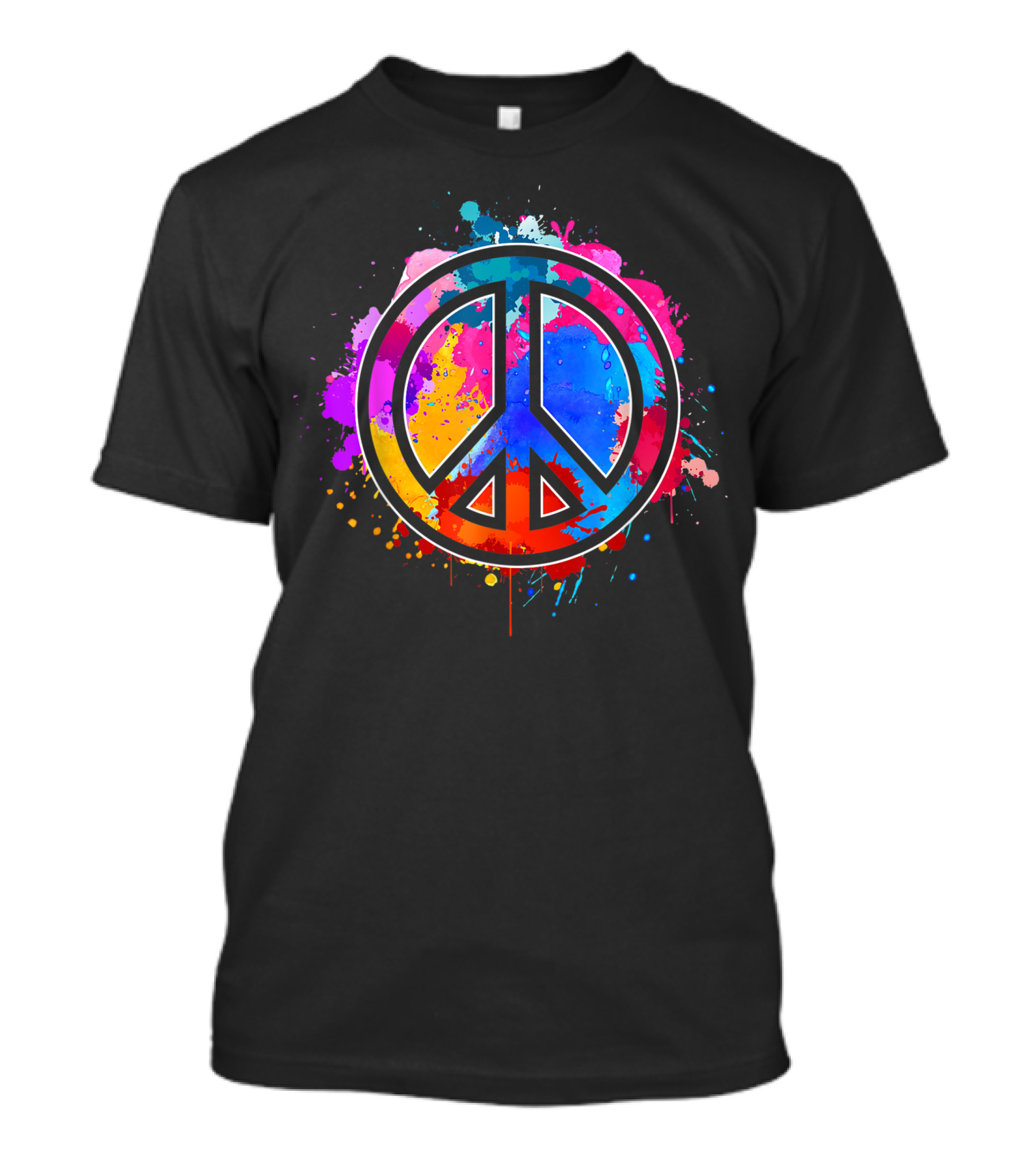 Tie Dye Flowered Peace Sign Hippie 60S 70S 3X Colorful Splatter Art Retro T-Shirt