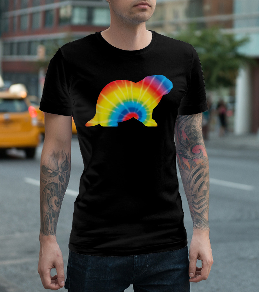 Tie Dye Rainbow Otter Weasel Animal Print T-Shirt