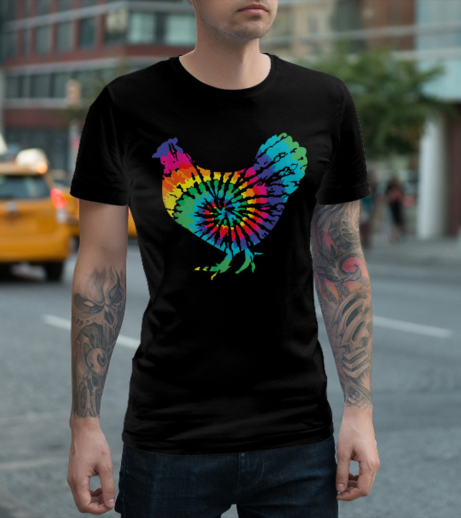 Tie Dye Rainbow Chicken For Backyard Farmers T-Shirt