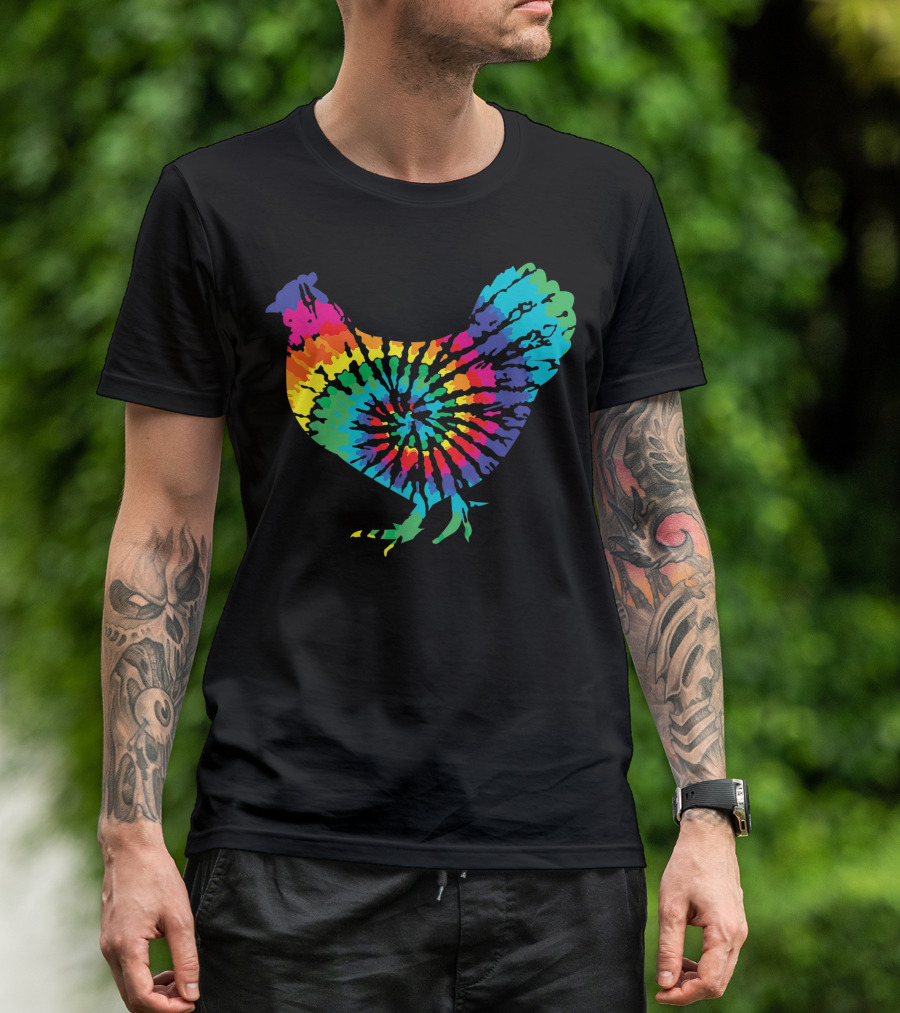 Tie Dye Rainbow Chicken For Backyard Farmers T-Shirt