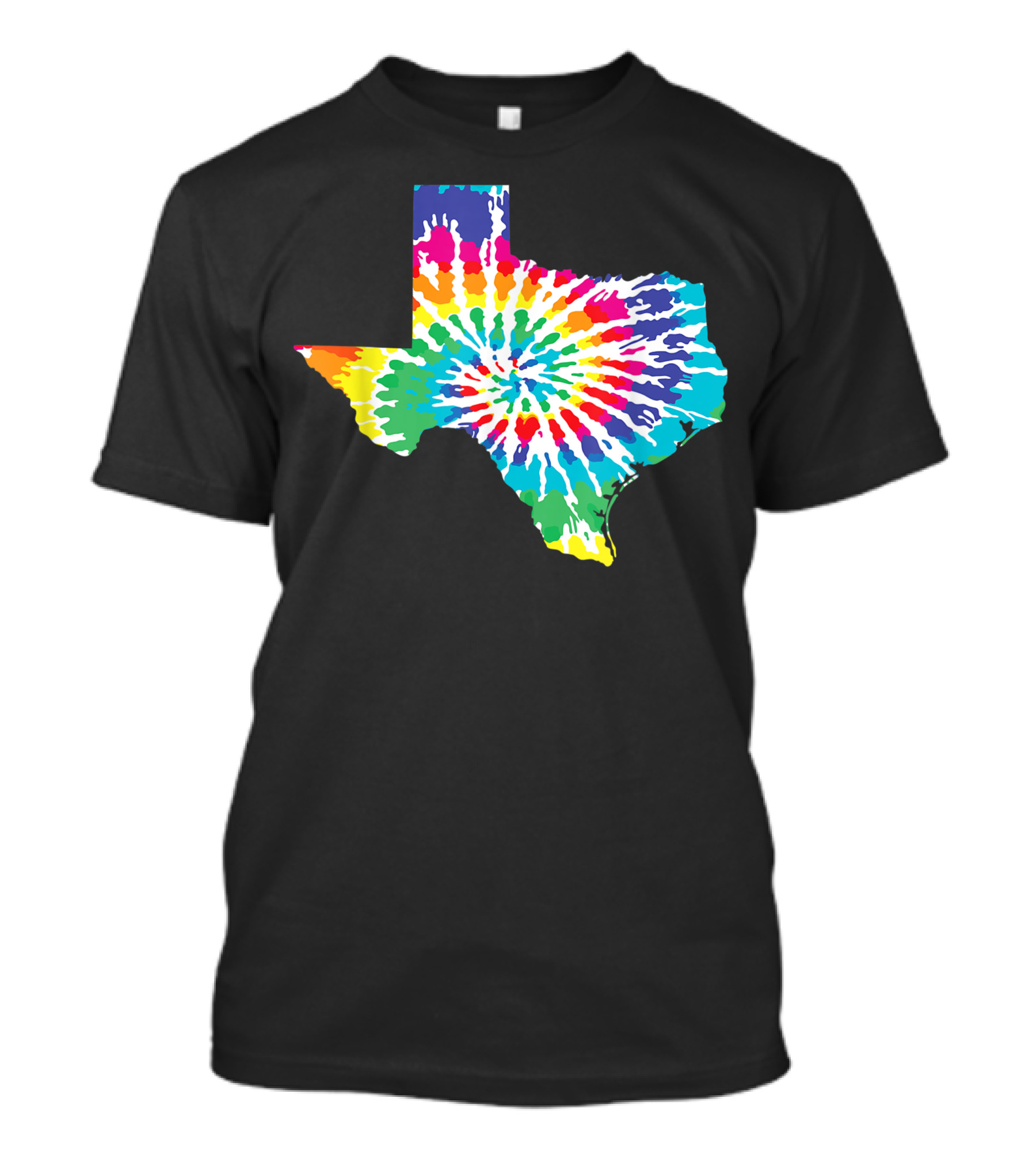 Tie Dye Texas State Shape Colorful Spiral T-Shirt