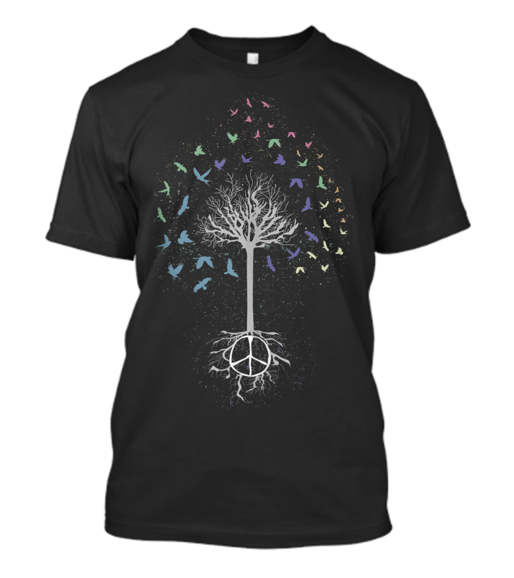 Tree Of Peace Freedom Dove Birds Hippie 60s 70s Roots T-Shirt