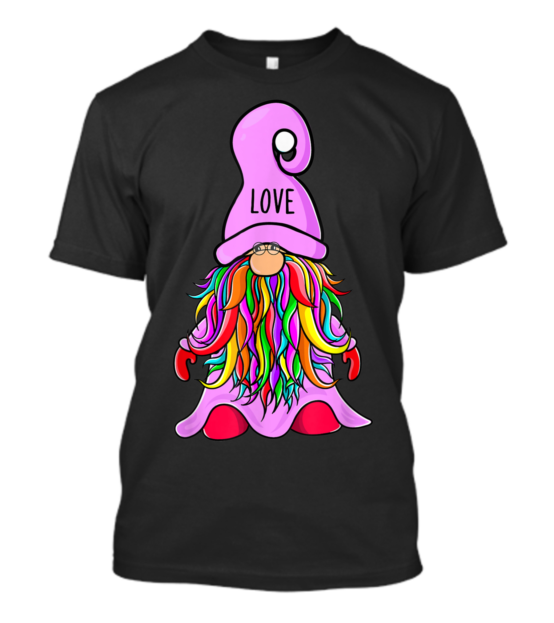 Valentine Hippie Love Gnome With Colorful Hat Valentines Day T-Shirt