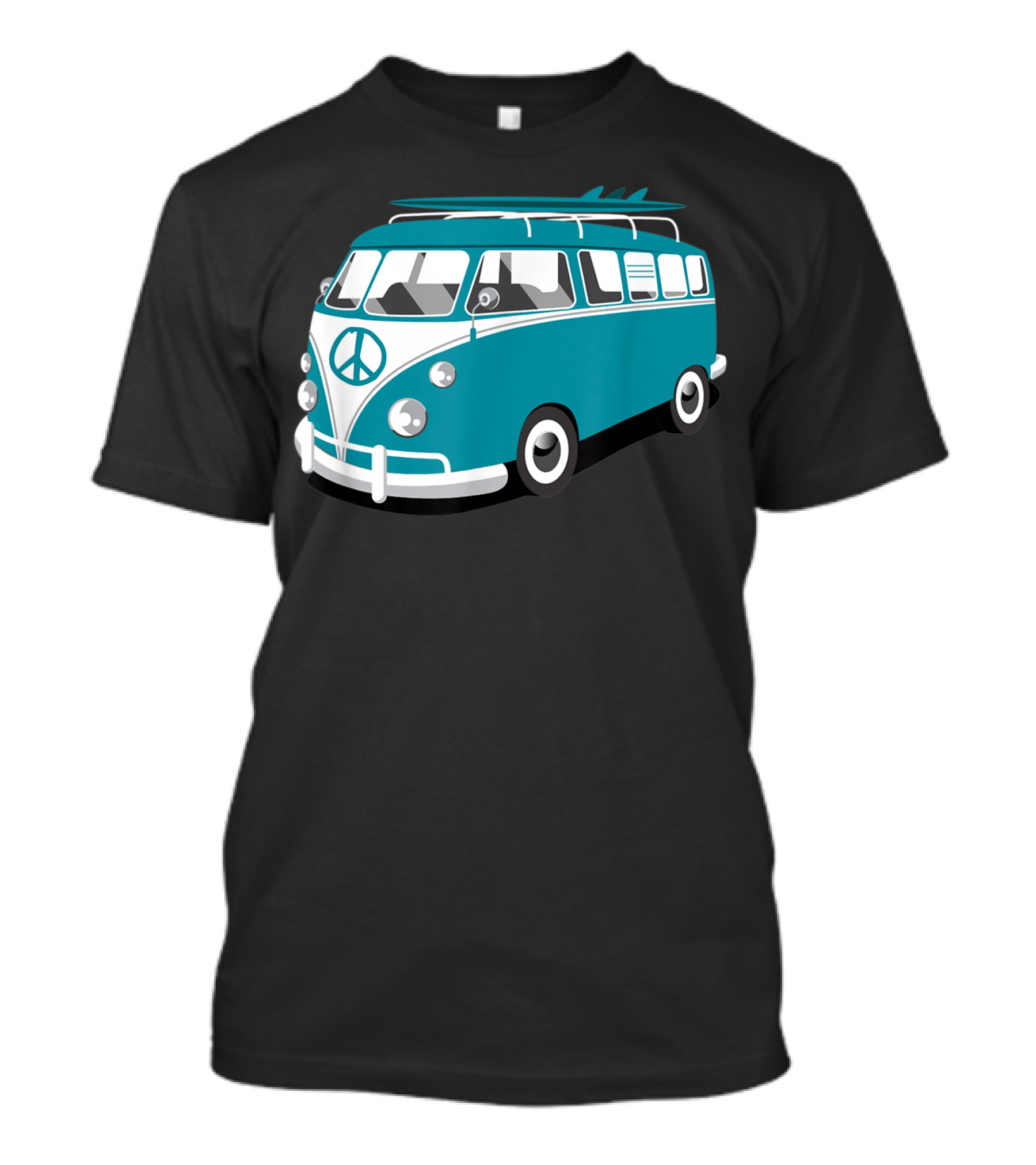 Van Life Hippie Van Surf Van Microbus Peace Symbol Surfboards T-Shirt