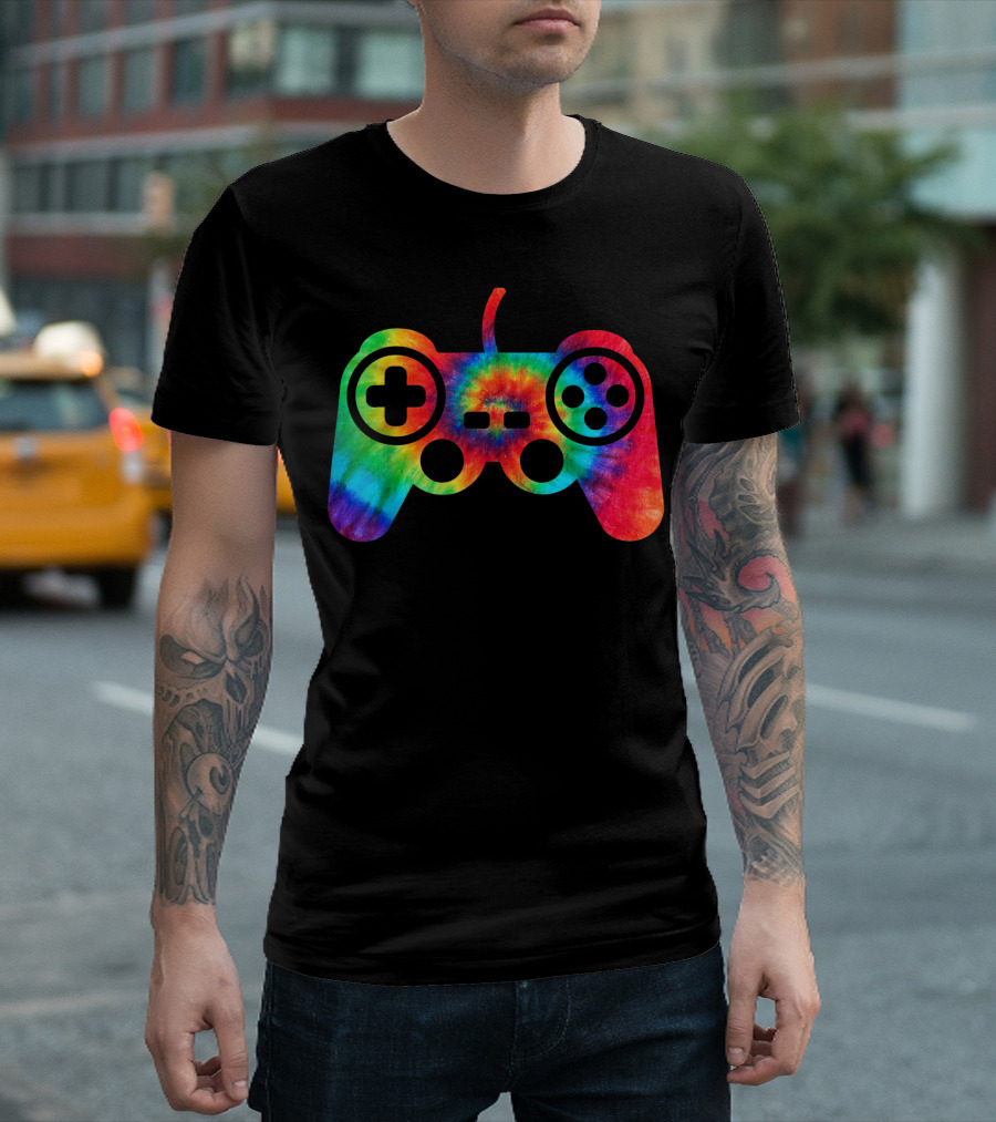 Video Game Controller Ocean Tie Dye Rainbow Hippie Hippy Costume T-Shirt