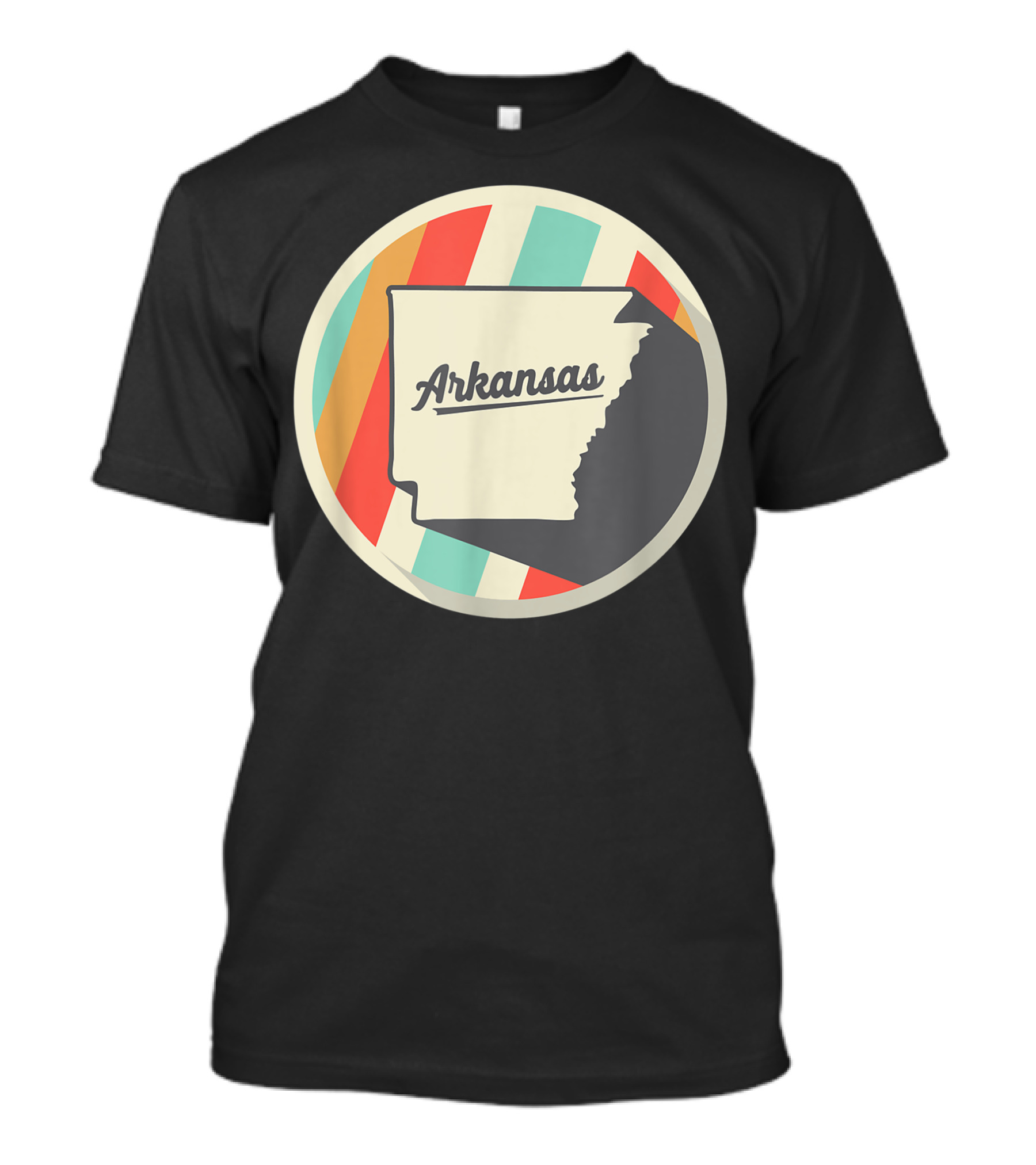 Vintage Arkansas Ar Home State Teal Retro Circle Stripes T-Shirt
