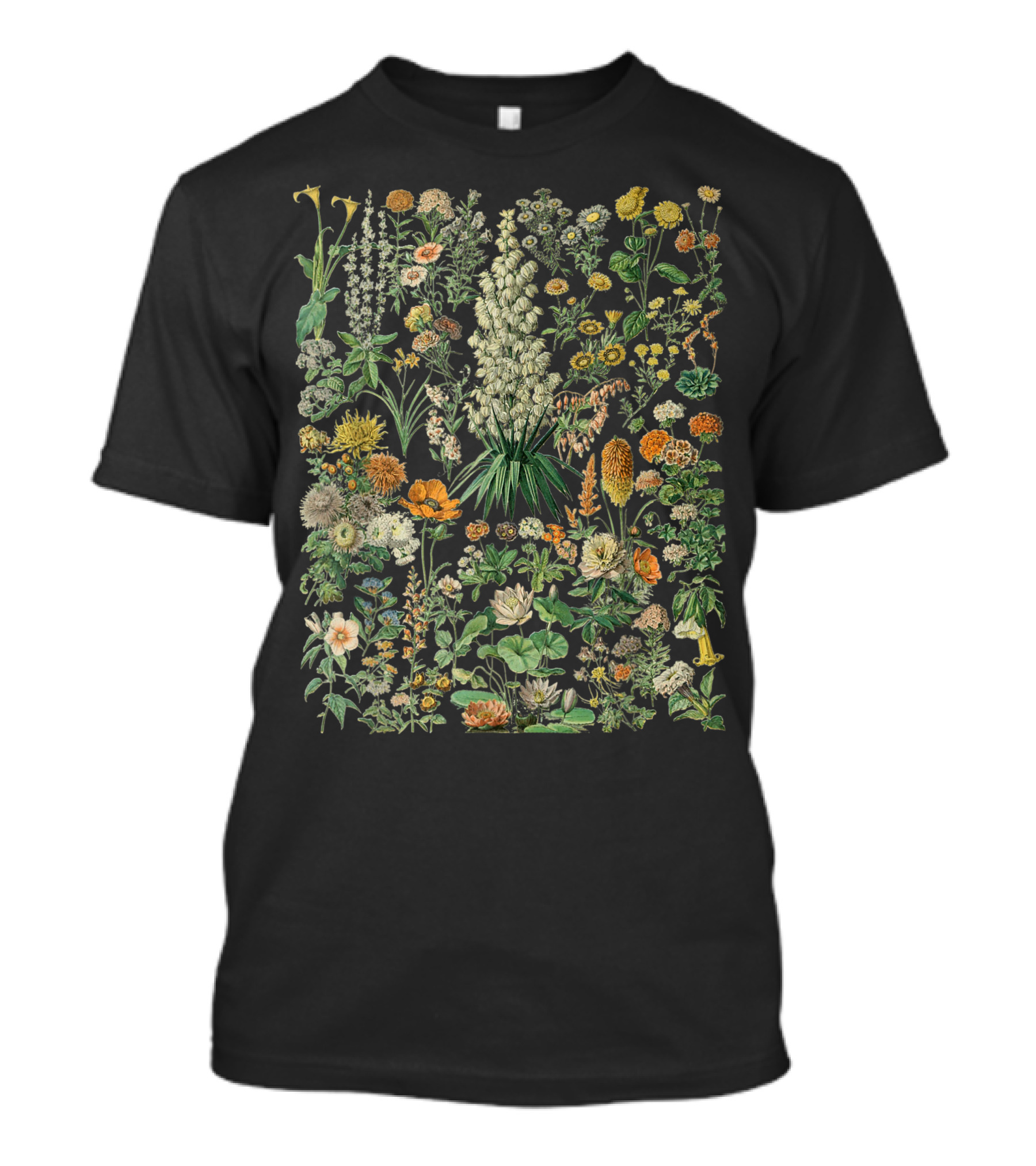 Vintage Flower Botanical Chart With Colorful T-Shirt