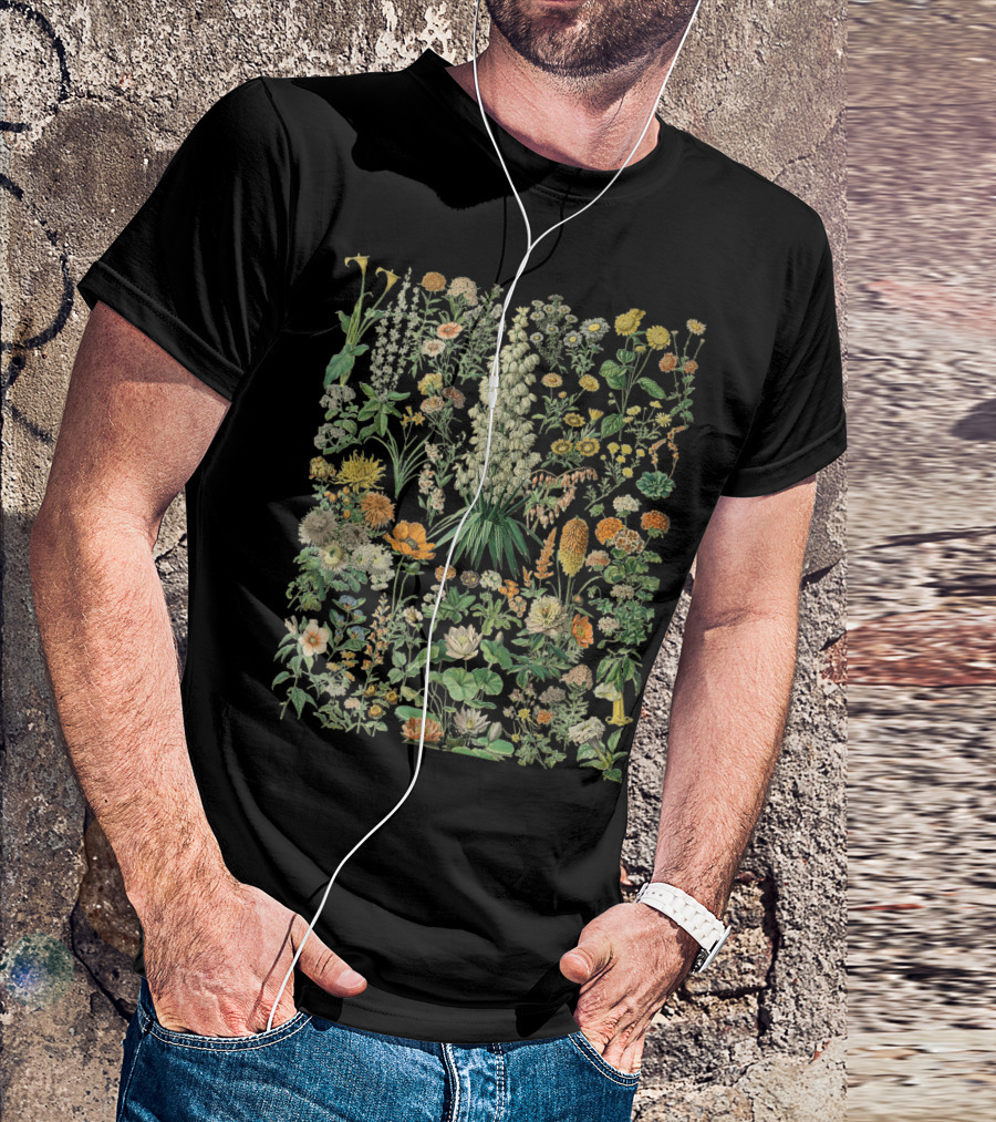 Vintage Flower Botanical Chart With Colorful T-Shirt