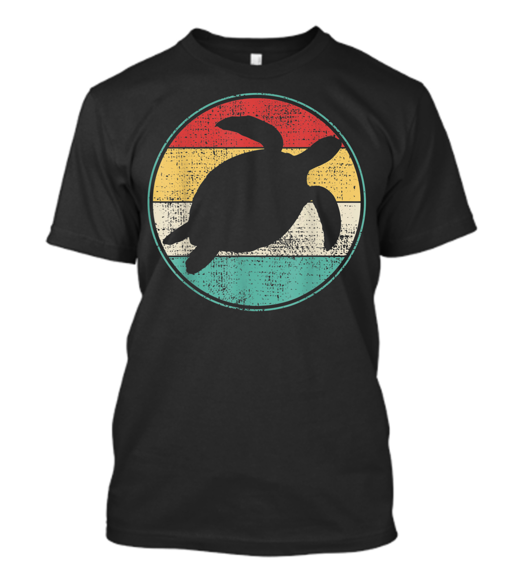 Vintage Waterturtle Silhouette Retro Marine Biologist Tortoise Stripes T-Shirt