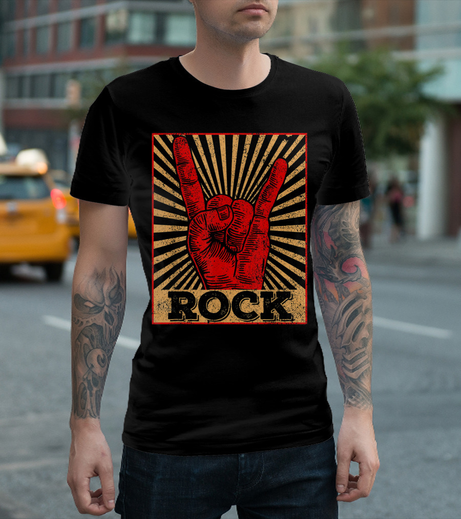 Vintage Rock N Roll Concert Band Hand Symbol Rock T-Shirt