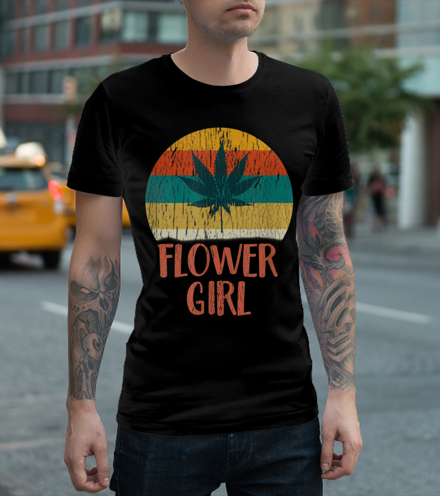 Flower Girl Vintage Weed Stoner Retro Stripe T-Shirt