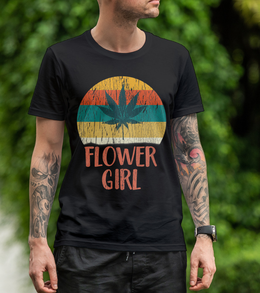 Flower Girl Vintage Weed Stoner Retro Stripe T-Shirt