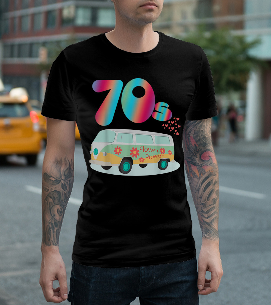 70s Flower Power Hippie Bus Party Costume T-Shirt
