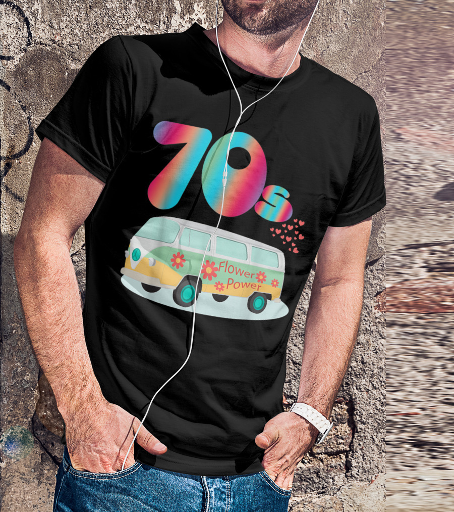 70s Flower Power Hippie Bus Party Costume T-Shirt