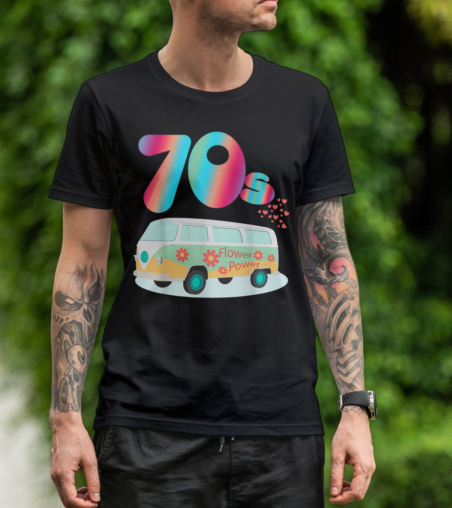 70s Flower Power Hippie Bus Party Costume T-Shirt