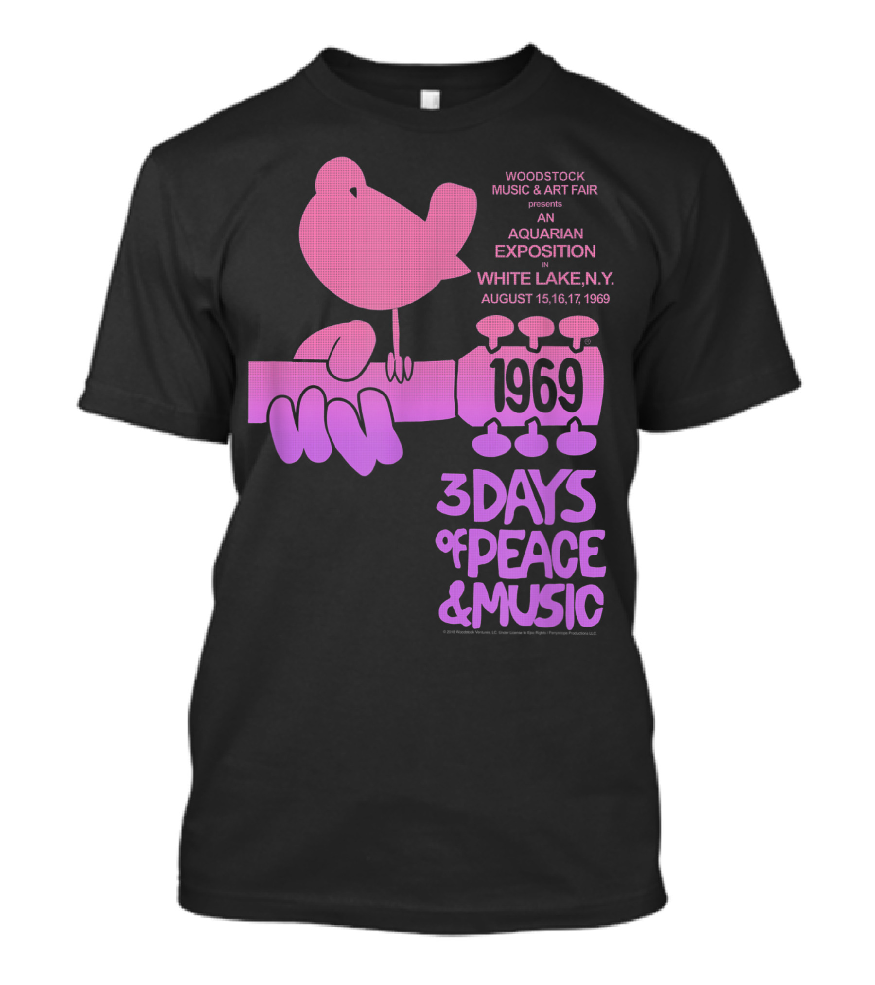 Woodstock Music And Art Fair Aquarian Exposition 3 Days Of Peace And Music 1969 White Lake N.Y T-Shirt