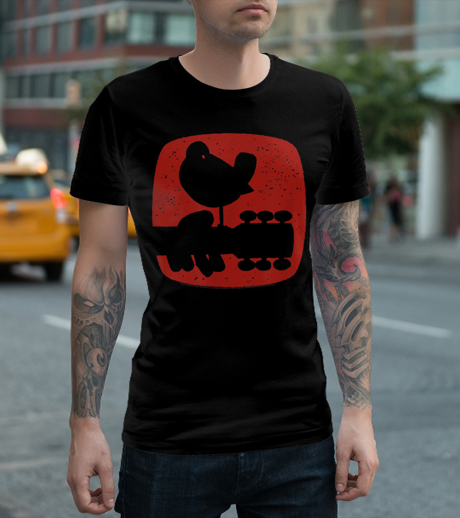 Woodstock Red Bird on Guitar T-Shirt