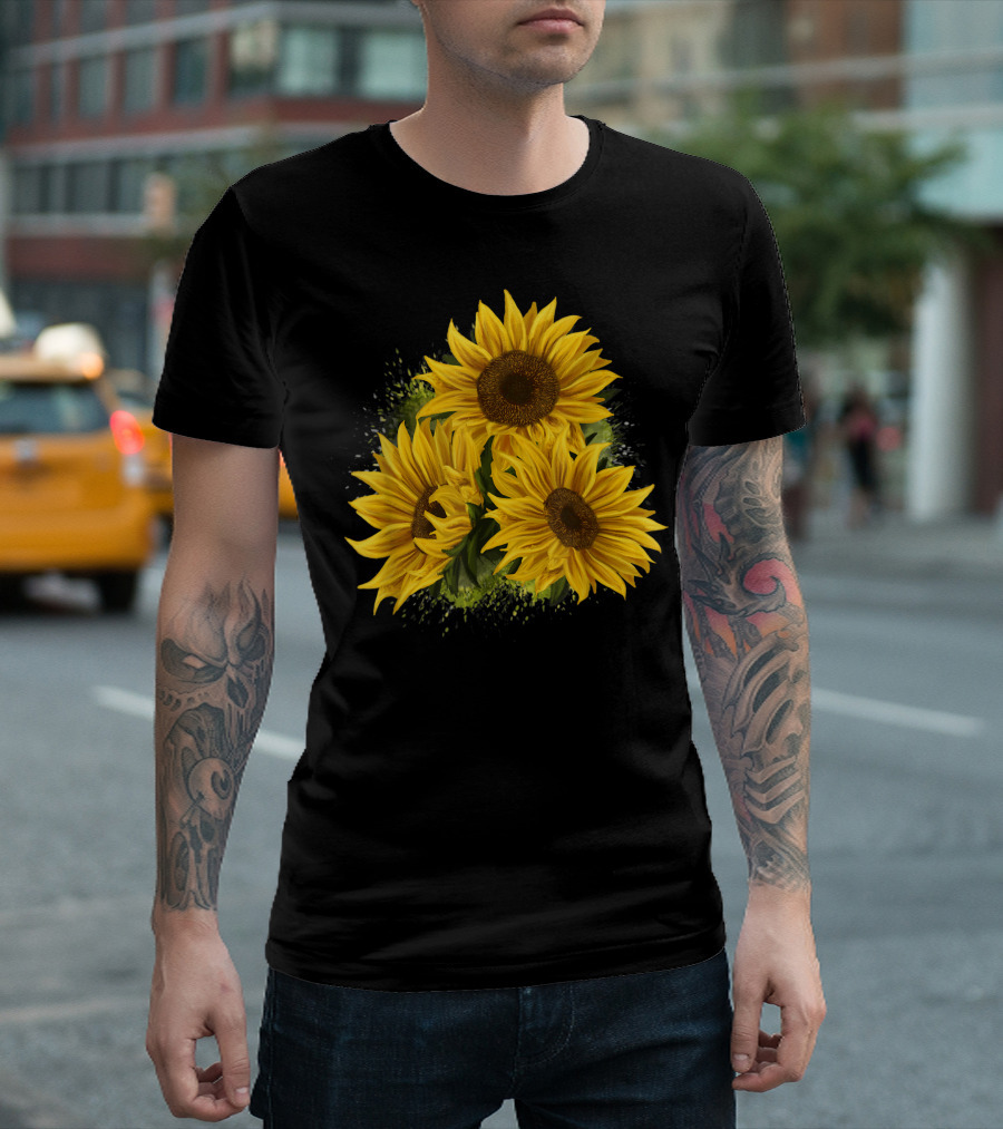 Yellow Sunflower Floral Watercolor Bright Positivity T-Shirt