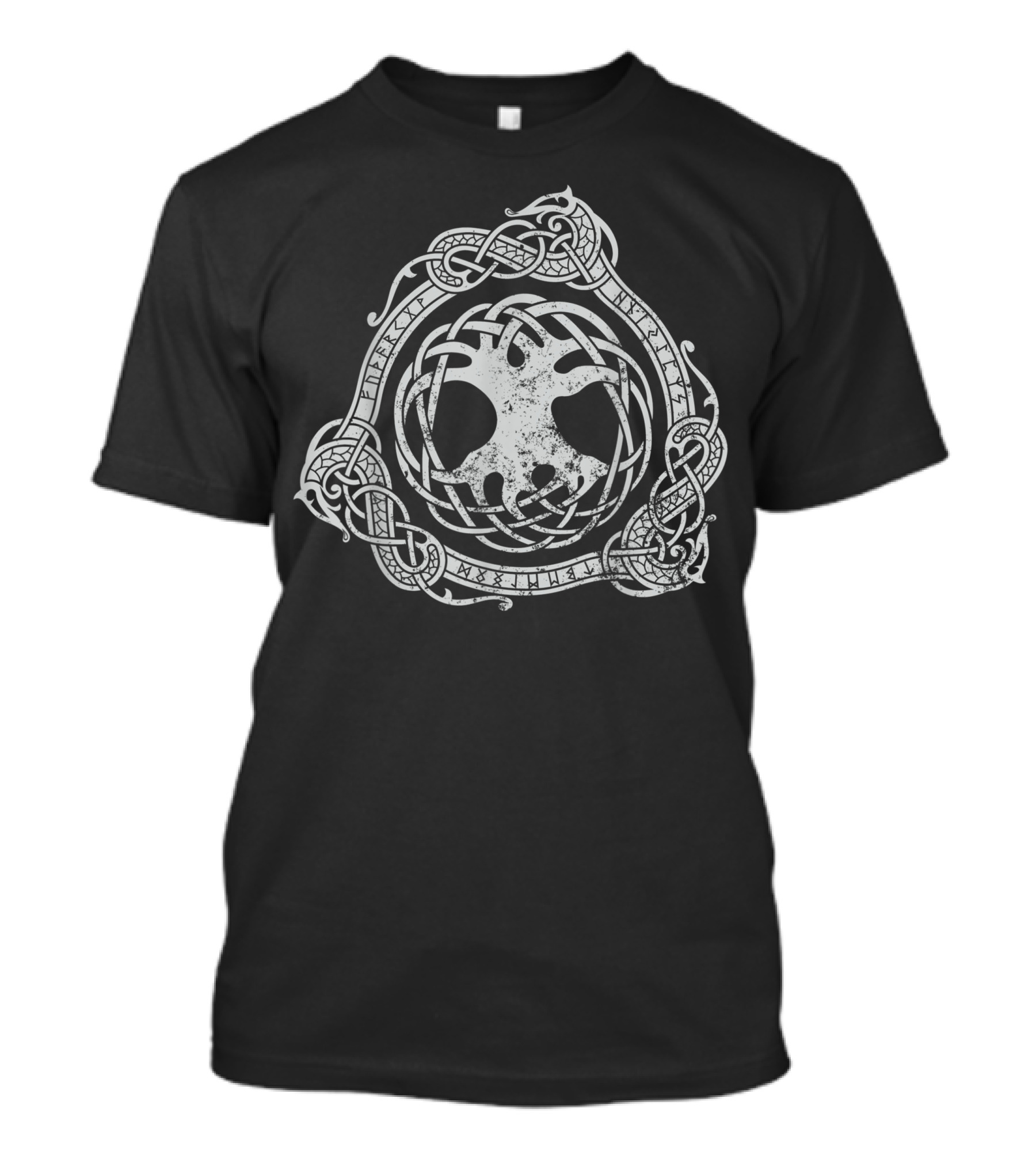 Yggdrasil Tree Of Life Norse Nordic Symbol Distressed Knotwork T-Shirt