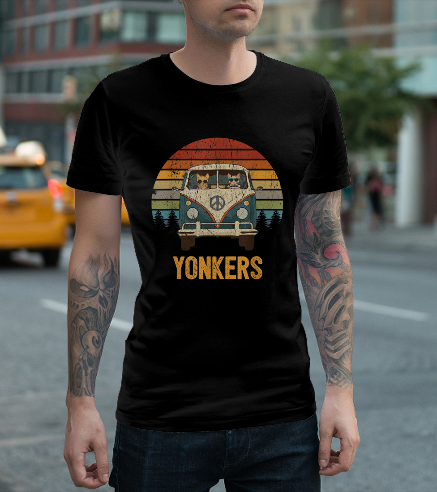 Yonkers Cool Cats Peace Van Retro Sunrise Road Trip T-Shirt
