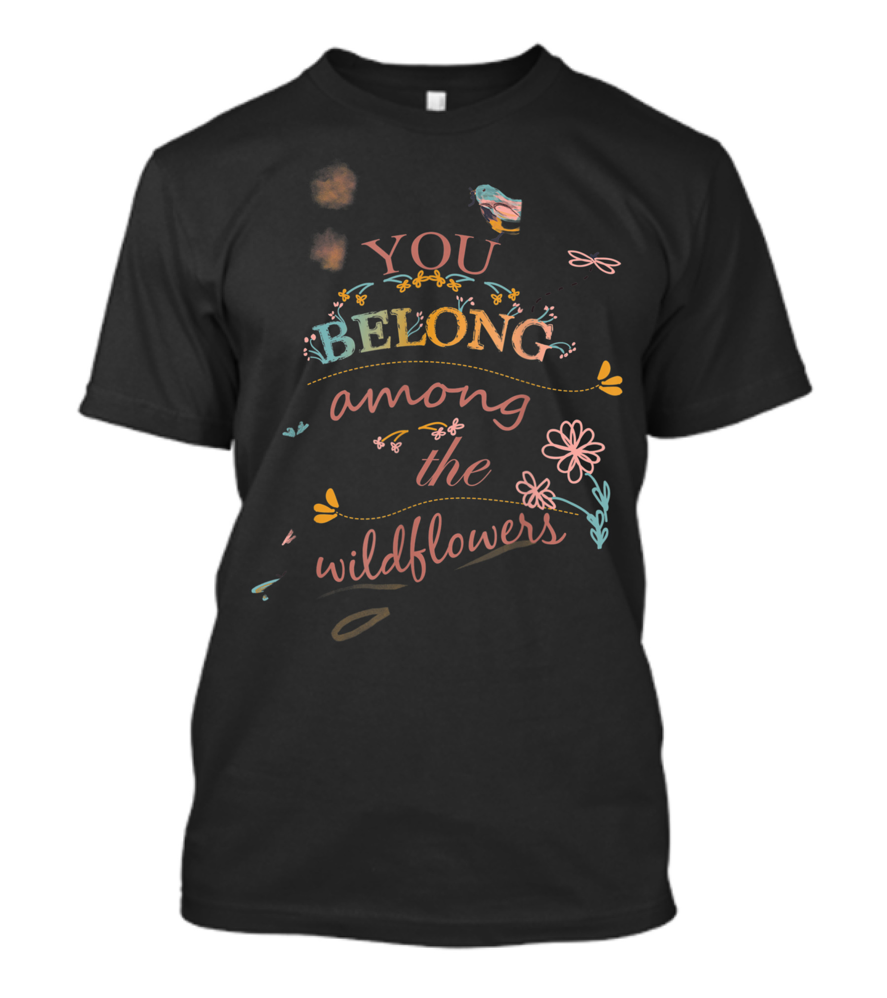 You Belong Among The Wildflowers Butterfly Floral Vintage Birthday T-Shirt