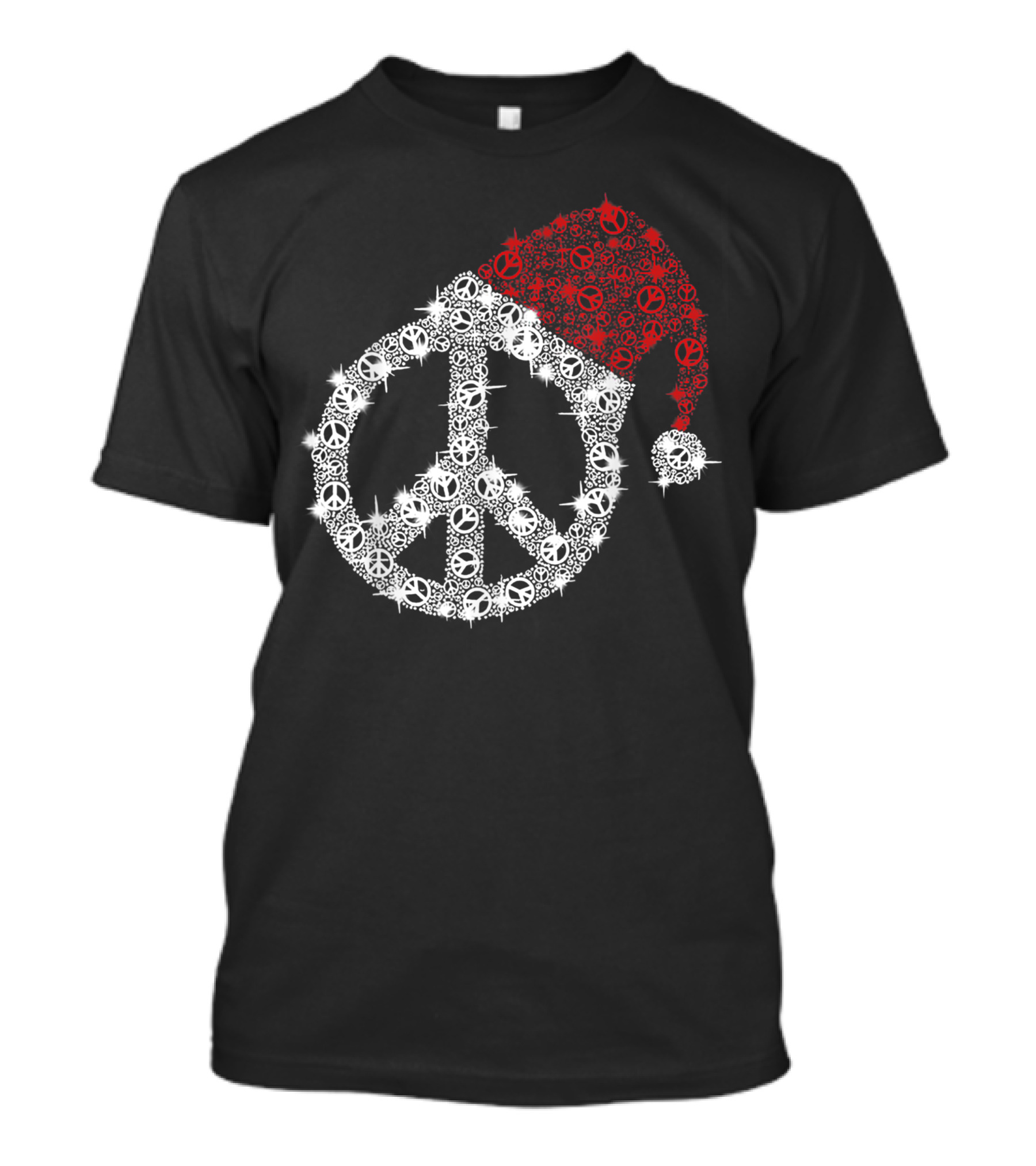 Hippie Merry Christmas Peace Sign Santa Claus Hat Dinamond T-Shirt