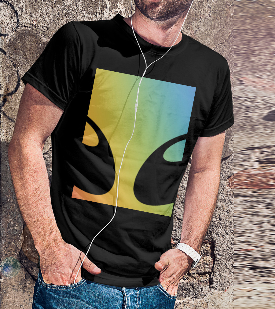 Holographic Glow Alien Head With Colorful Shine T-Shirt