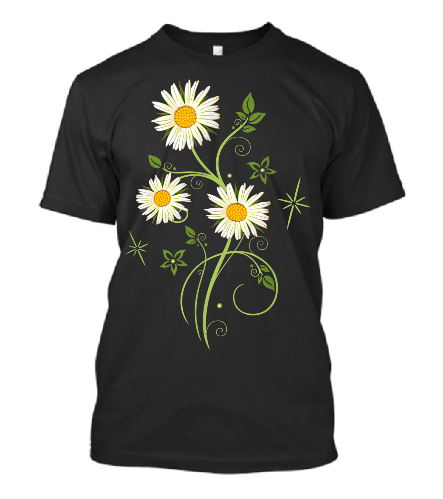 Marguerites Daisy Spring Summer Flowers And Green Vines T-Shirt
