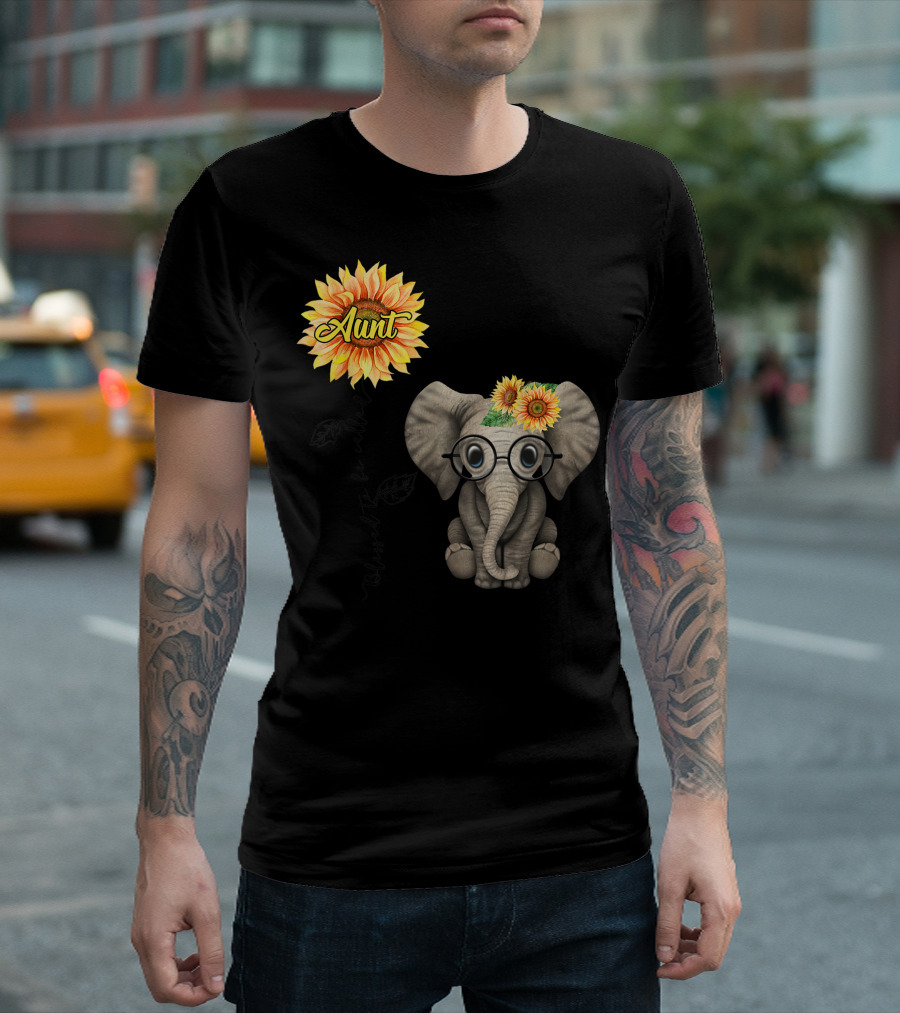 Blessed To Be Called Aunt Sunflower Elephant Aunt T-Shirt