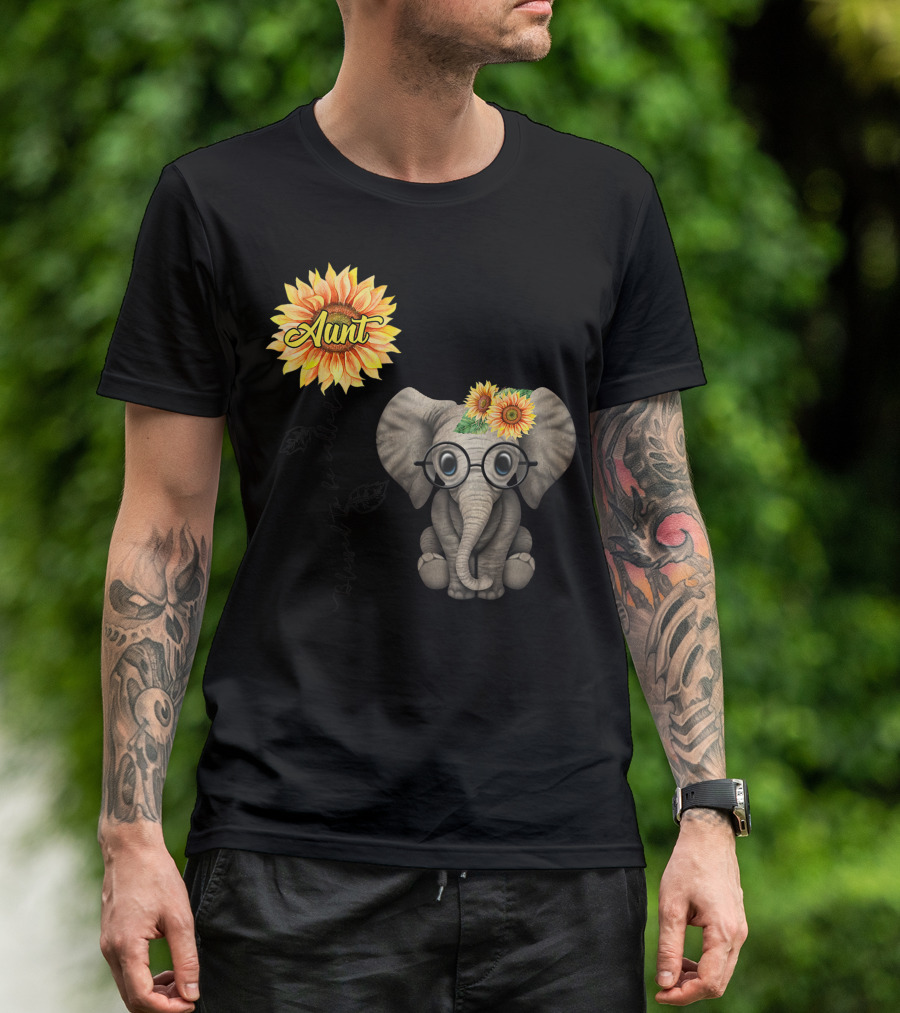 Blessed To Be Called Aunt Sunflower Elephant Aunt T-Shirt