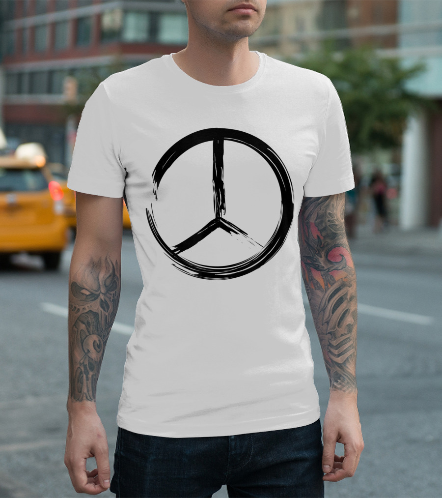 Distressed Black Peace Sign 60S 70S Retro T-Shirt