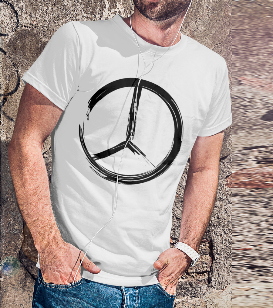 Distressed Black Peace Sign 60S 70S Retro T-Shirt