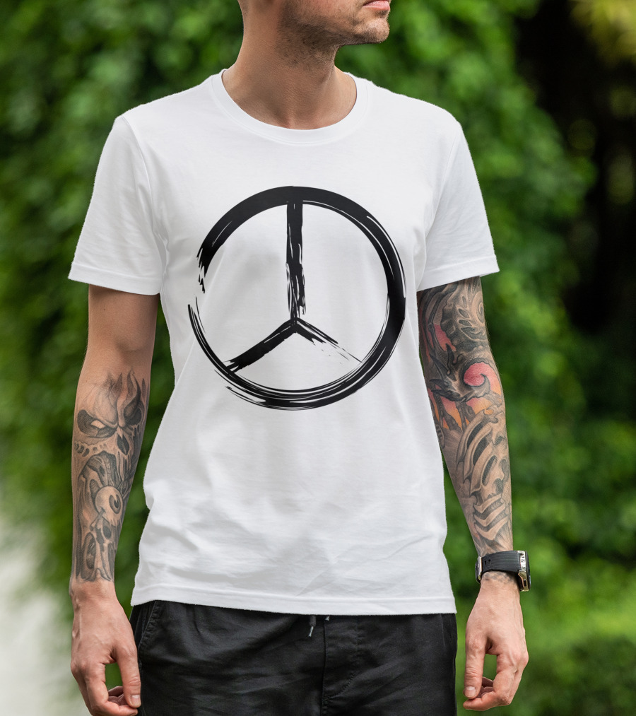 Distressed Black Peace Sign 60S 70S Retro T-Shirt