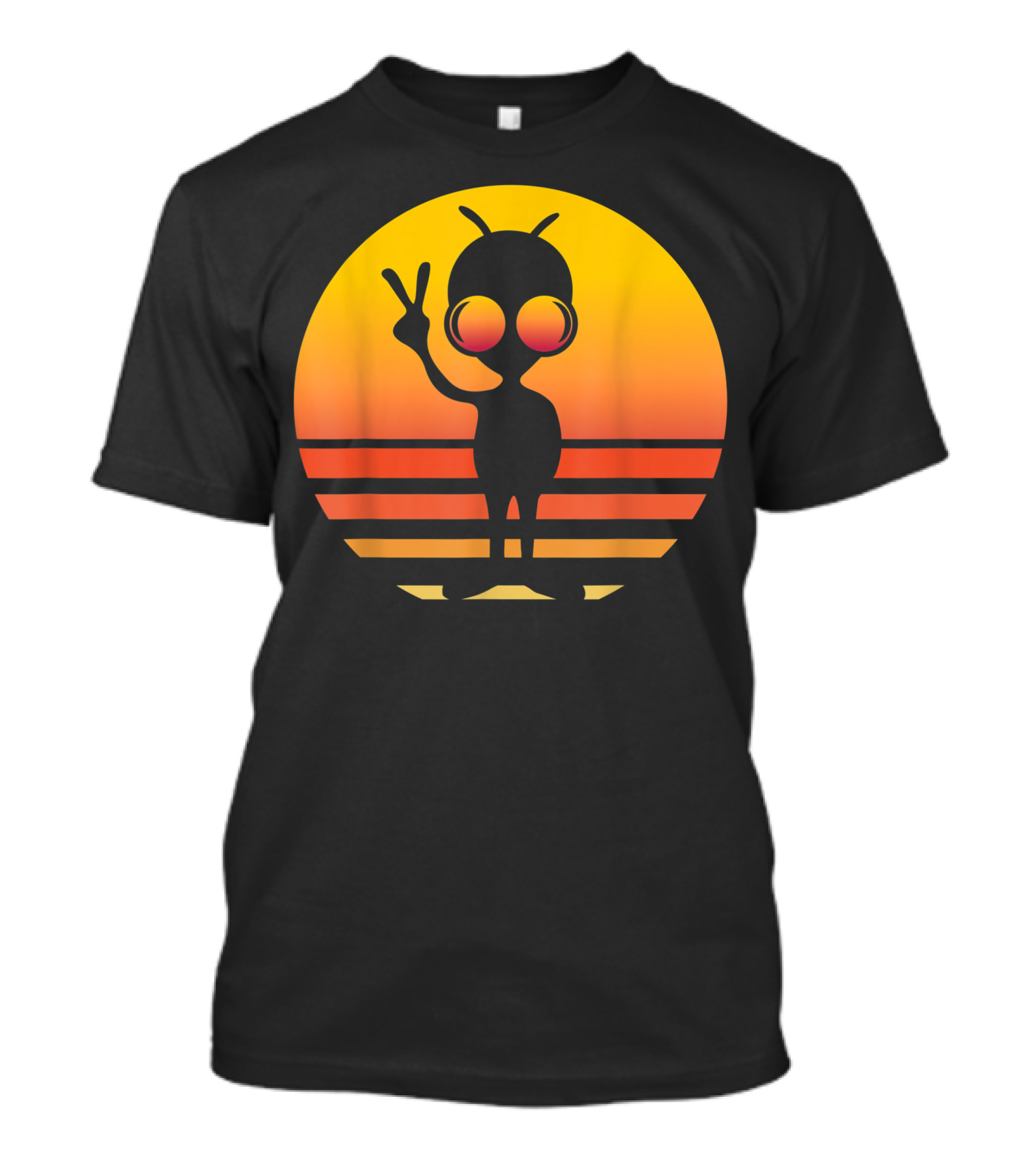 Distressed Vintage Sunset Peace Alien T-Shirt