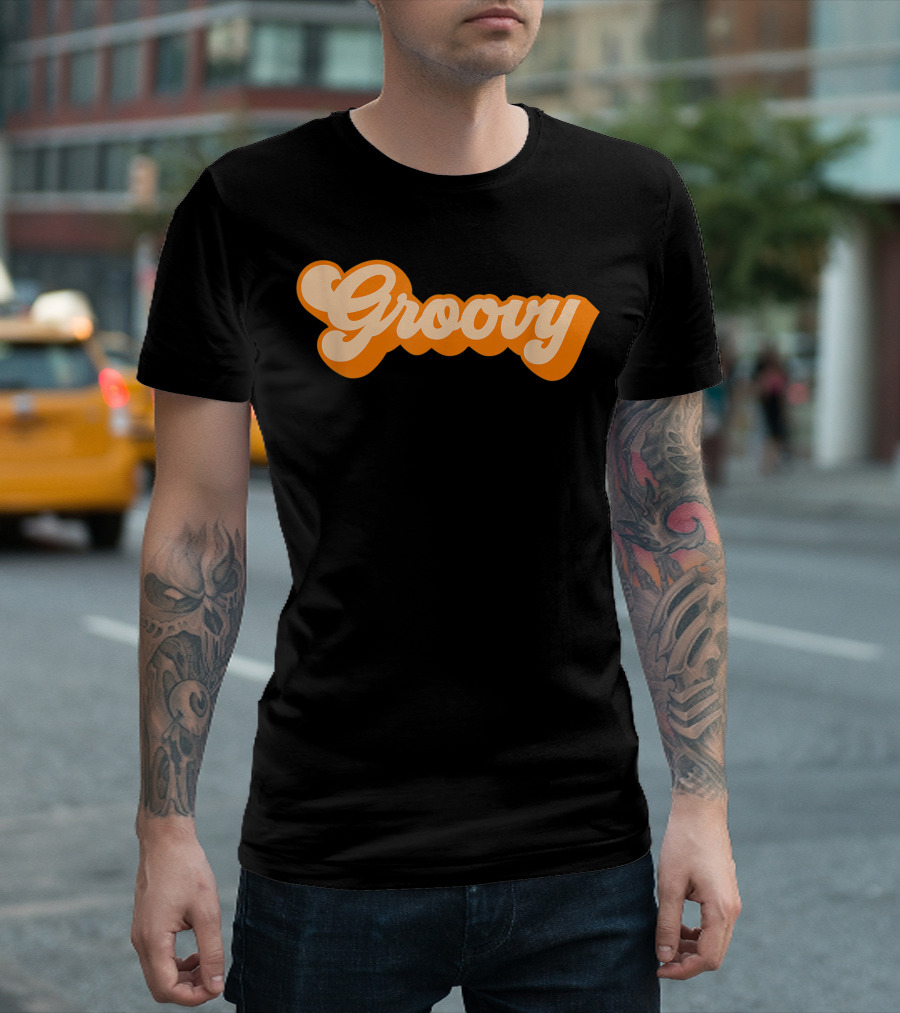 Groovy Retro Orange Bubble Font T-Shirt