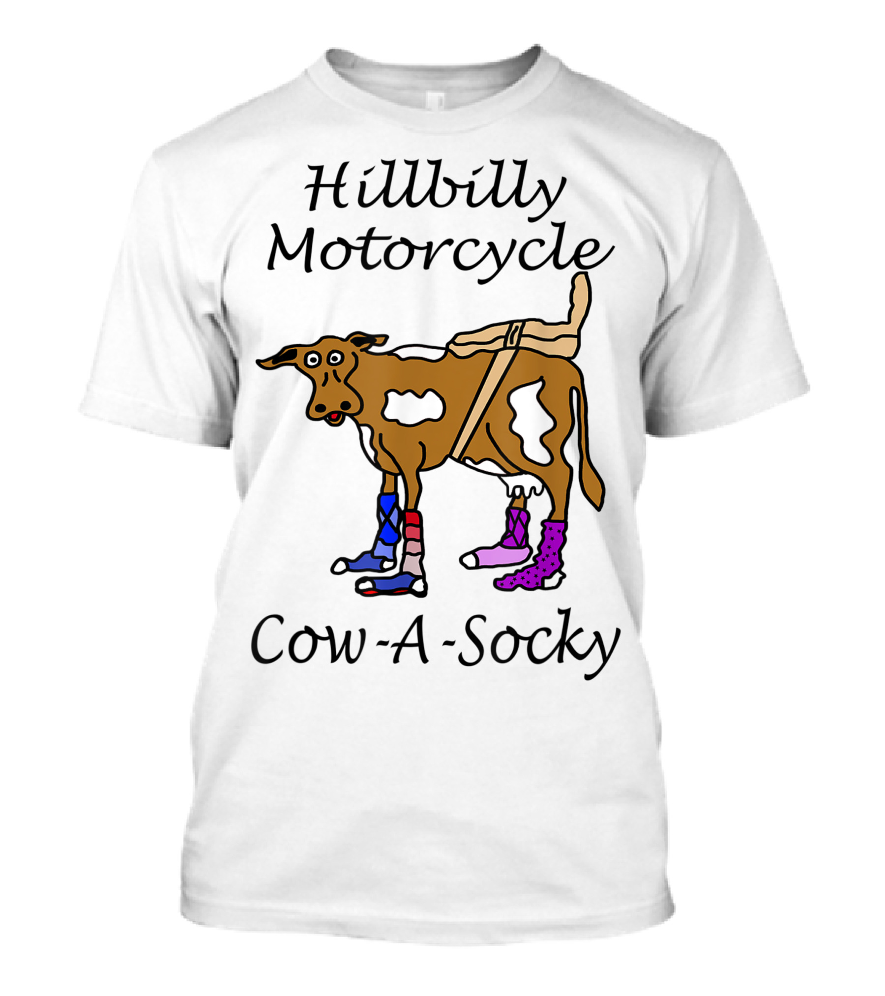 Hillbilly Motorcycle Cow-A-Socky Fun T-Shirt