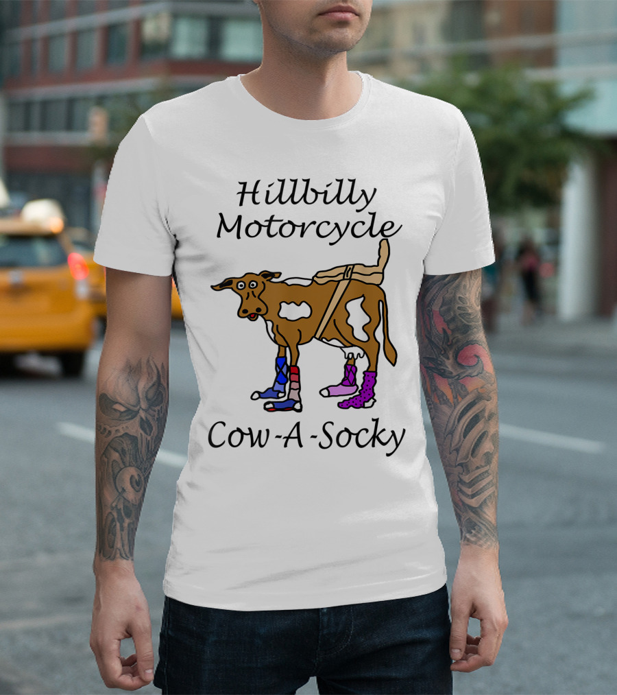Hillbilly Motorcycle Cow-A-Socky Fun T-Shirt