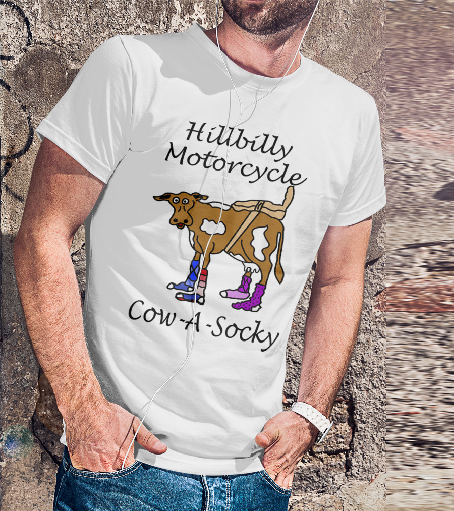 Hillbilly Motorcycle Cow-A-Socky Fun T-Shirt