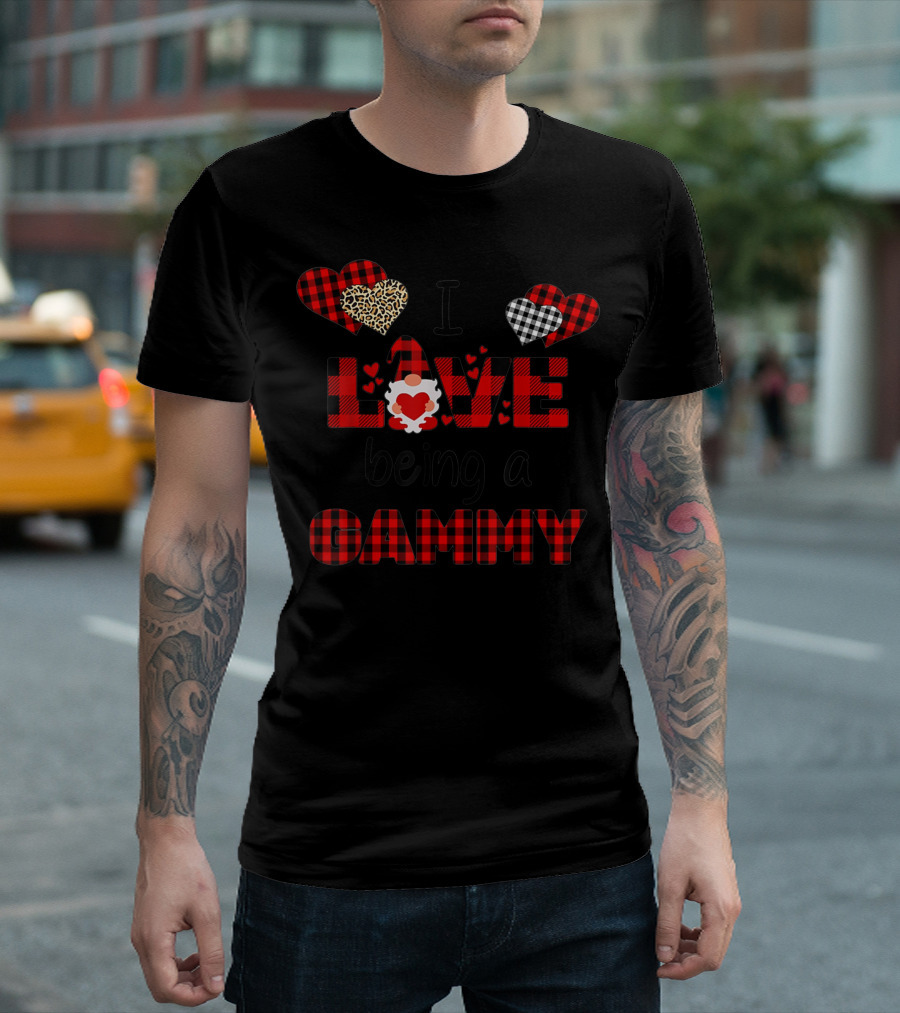 I Love Being A Gammy Gnome Plaid Heart Valentine T-Shirt