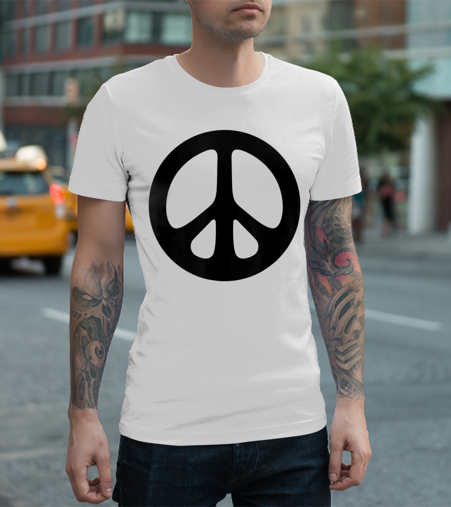 Peace Sign Classic Hippie Boho Black T-Shirt